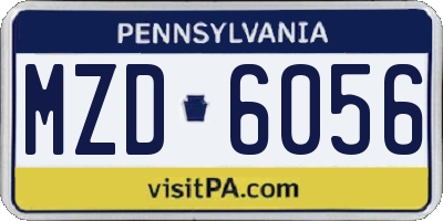 PA license plate MZD6056