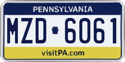 PA license plate MZD6061