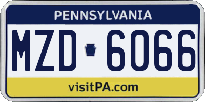 PA license plate MZD6066