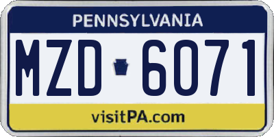 PA license plate MZD6071