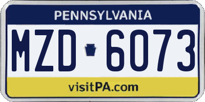 PA license plate MZD6073