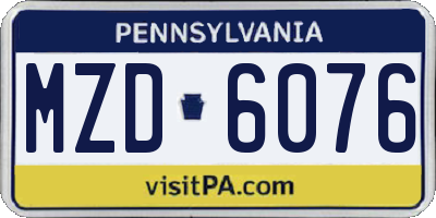 PA license plate MZD6076