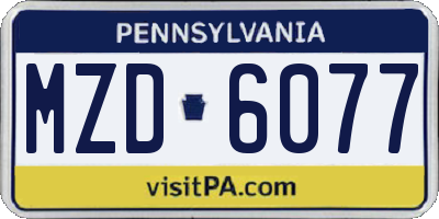 PA license plate MZD6077