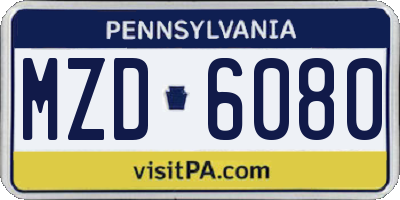 PA license plate MZD6080