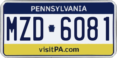 PA license plate MZD6081