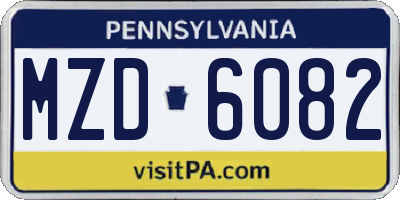 PA license plate MZD6082