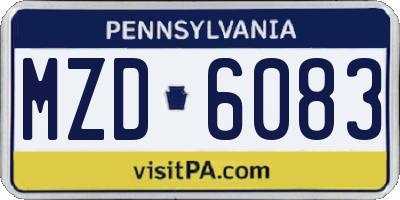 PA license plate MZD6083