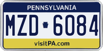 PA license plate MZD6084