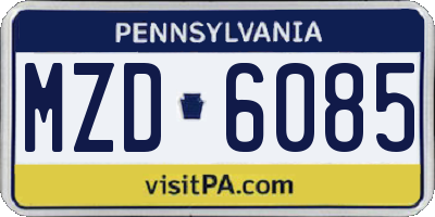 PA license plate MZD6085