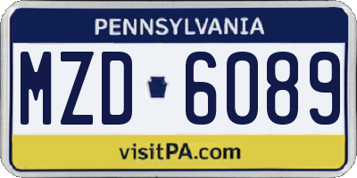PA license plate MZD6089