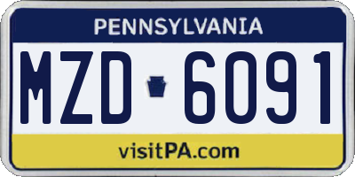 PA license plate MZD6091