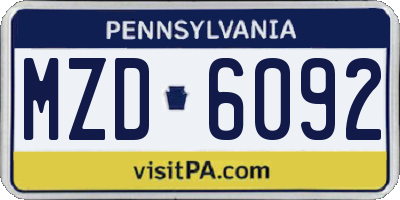 PA license plate MZD6092