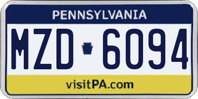 PA license plate MZD6094