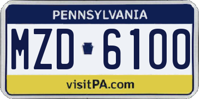 PA license plate MZD6100
