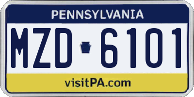PA license plate MZD6101