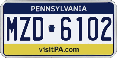 PA license plate MZD6102
