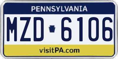 PA license plate MZD6106