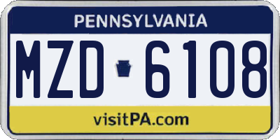 PA license plate MZD6108