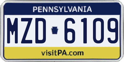 PA license plate MZD6109
