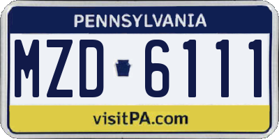 PA license plate MZD6111
