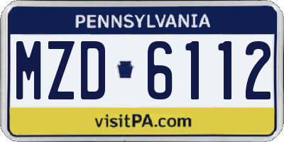 PA license plate MZD6112
