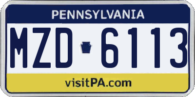PA license plate MZD6113