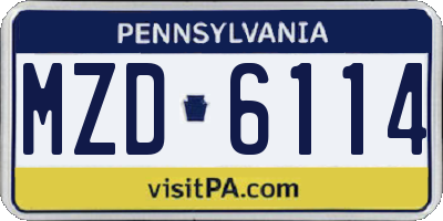 PA license plate MZD6114
