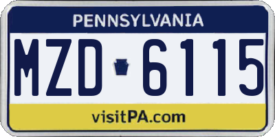 PA license plate MZD6115