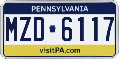 PA license plate MZD6117