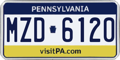 PA license plate MZD6120