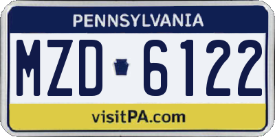 PA license plate MZD6122