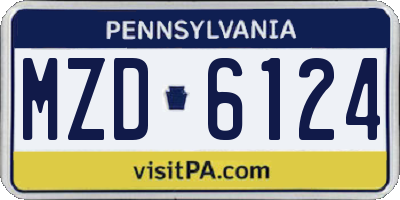 PA license plate MZD6124