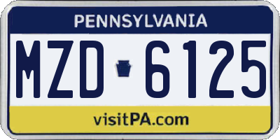 PA license plate MZD6125