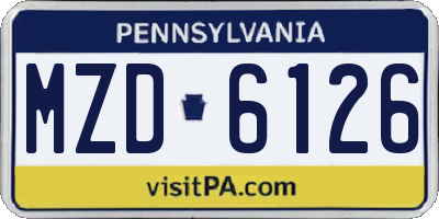 PA license plate MZD6126