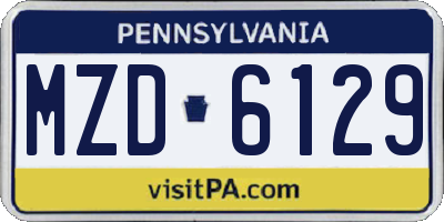 PA license plate MZD6129
