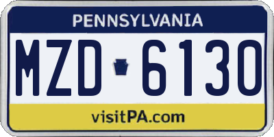 PA license plate MZD6130