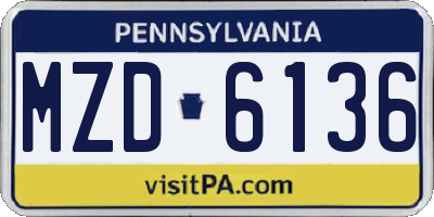 PA license plate MZD6136