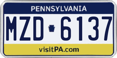 PA license plate MZD6137