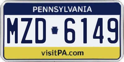 PA license plate MZD6149