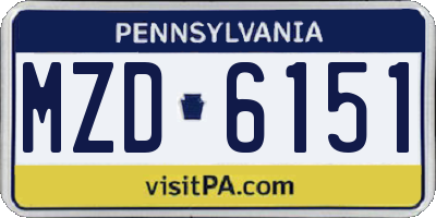 PA license plate MZD6151