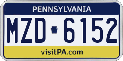 PA license plate MZD6152