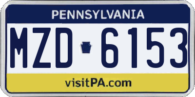 PA license plate MZD6153
