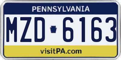 PA license plate MZD6163