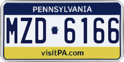 PA license plate MZD6166