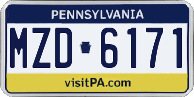 PA license plate MZD6171