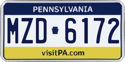 PA license plate MZD6172