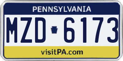 PA license plate MZD6173