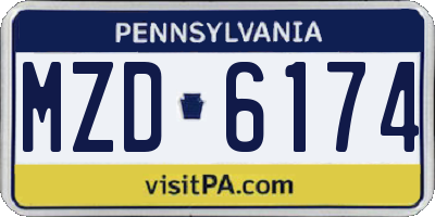 PA license plate MZD6174