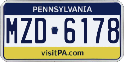 PA license plate MZD6178