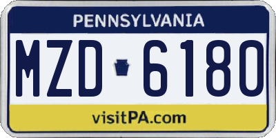 PA license plate MZD6180